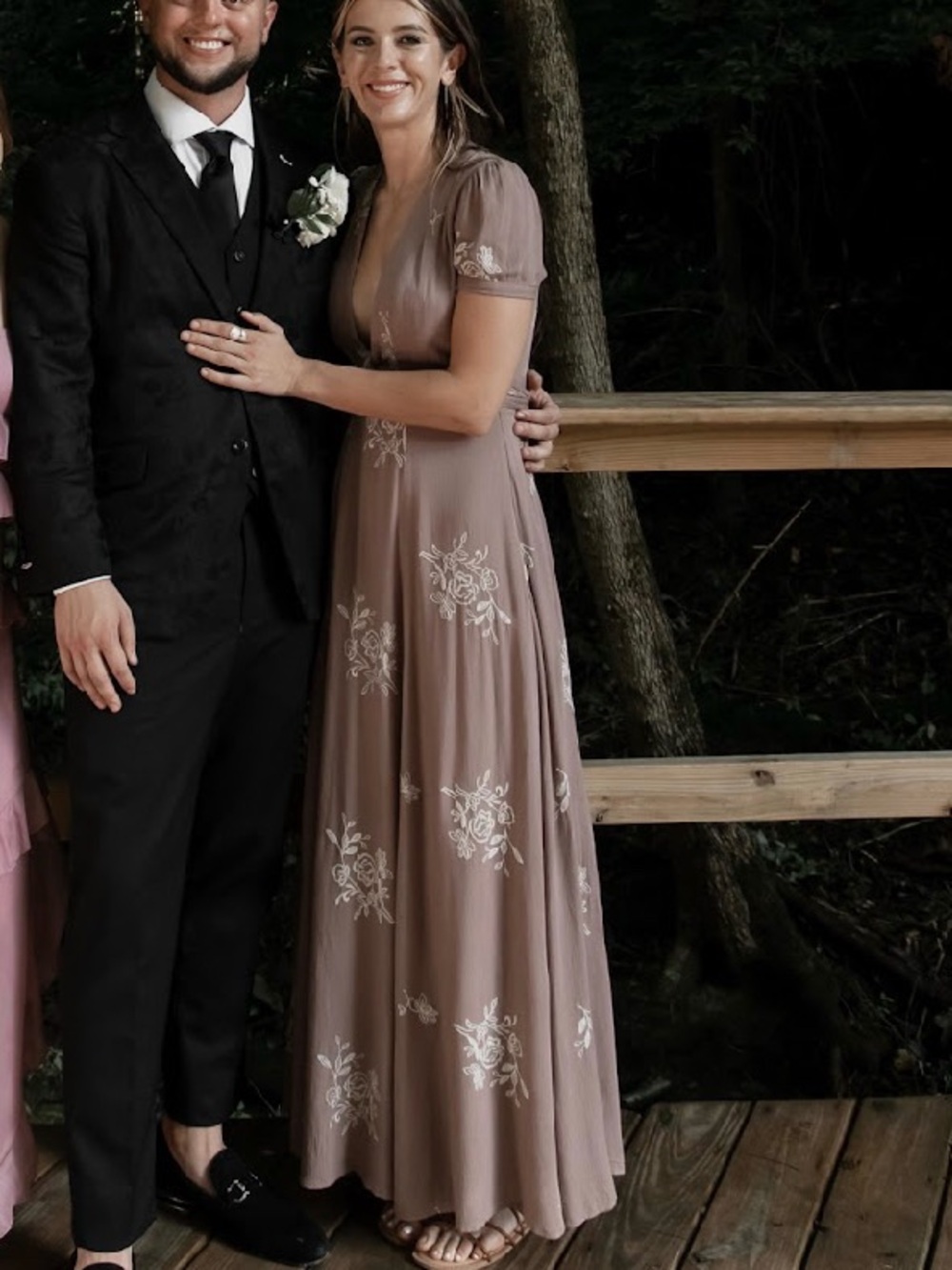 Sadie & Sage Mauve Floral Embroidered Maxi Dress